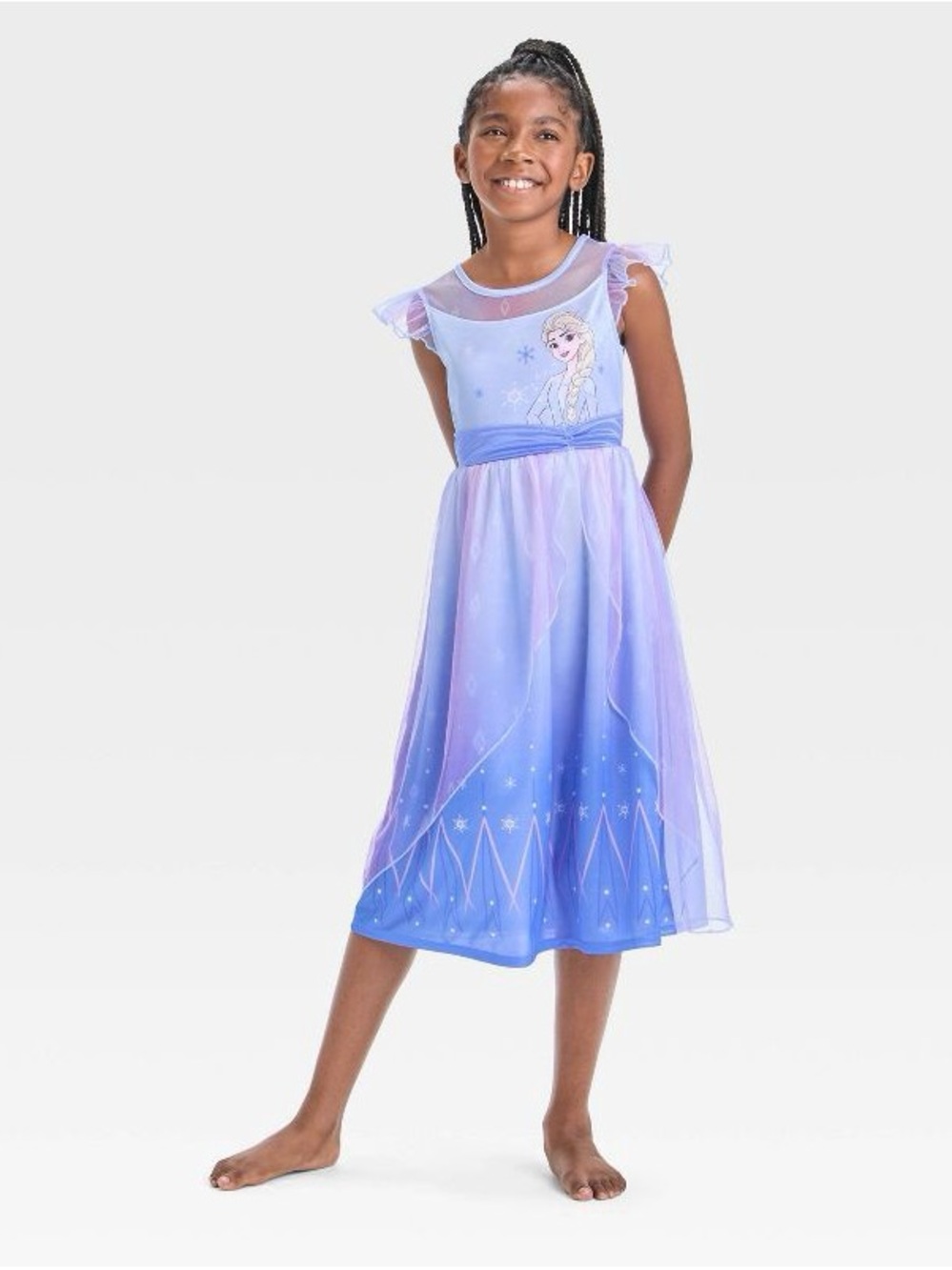 NWOT Disney Purple and Blue Elsa Nightgown with Sheer Overlay Size 8 (M)